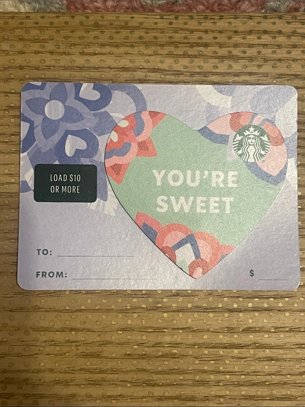 Starbucks Gift Card Set - Pink and Mint Valentines Cards - EMPTY